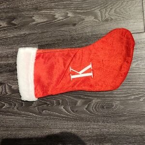Christmas Red and White Stocking with Embroidered K